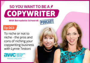 Copywriting Podcast Episode 063: To niche or not to niche - the pros and cons of niching your copywriting business COPY-ep-063-landscape