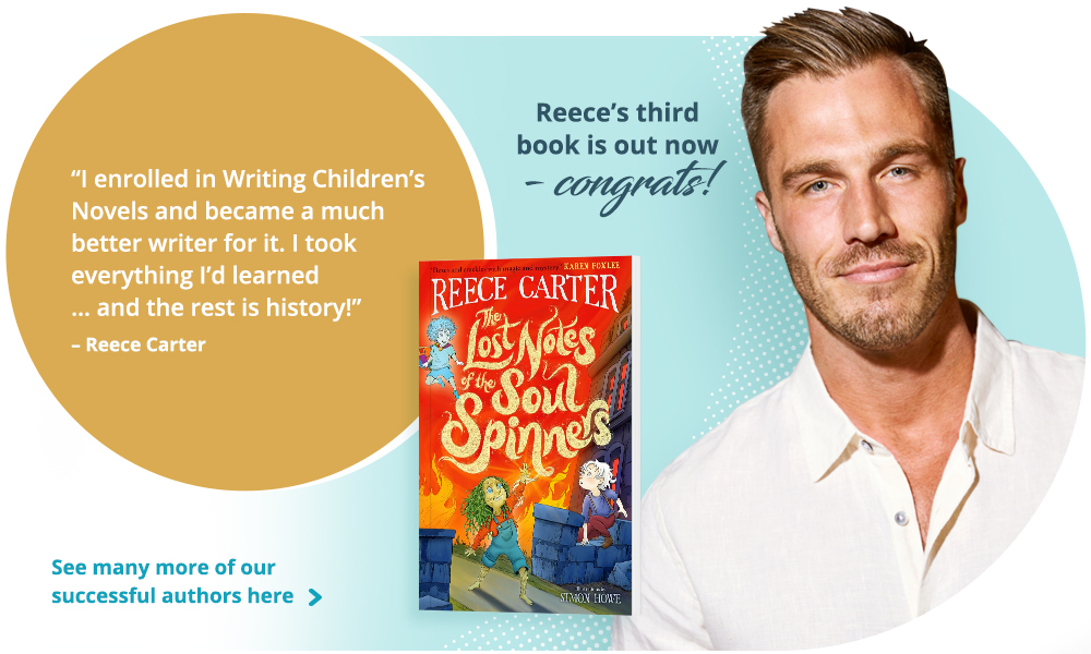 Pictured Reece Carter, graduate of Writing Children's Novels and author of 'An Elston-Fright Tale' series